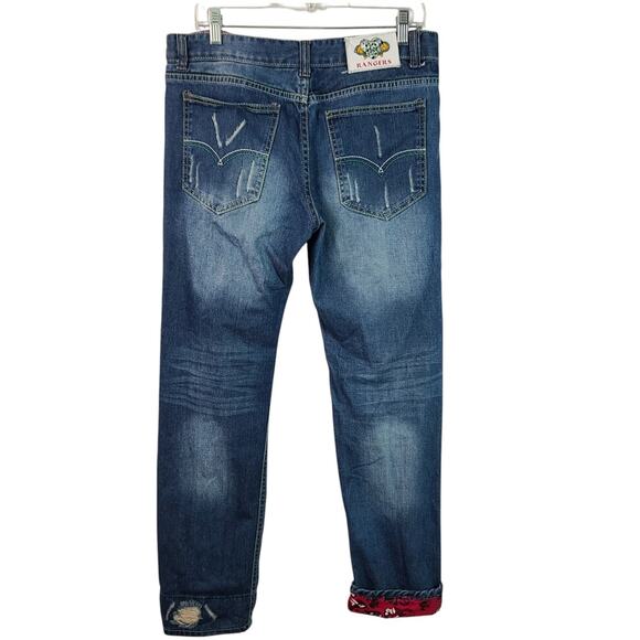 Rangers Blue Jeans Distressed Cuff or Not Unique 32 - Picture 3 of 5